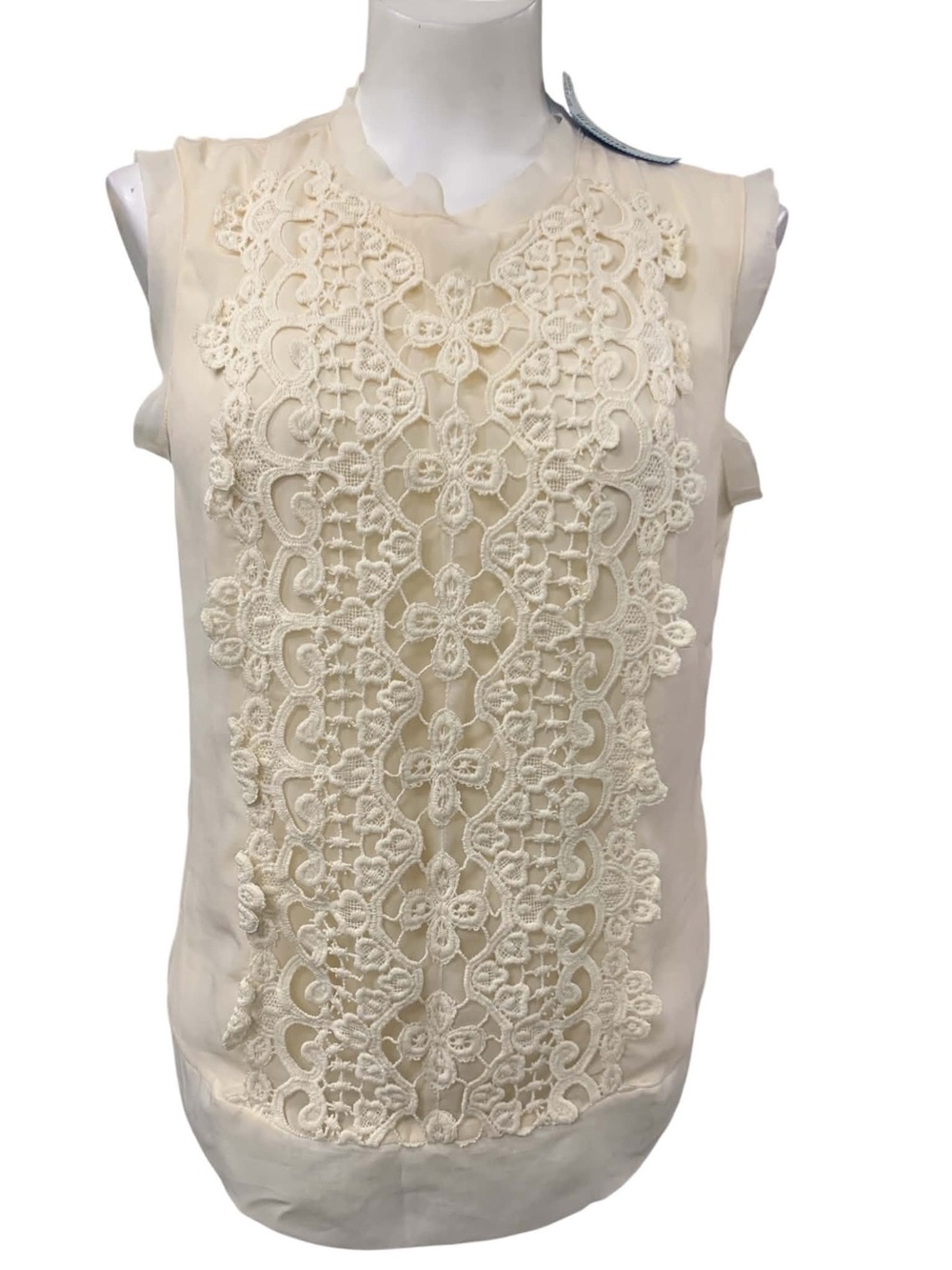Abs Platinum Cream Lace-Front Sleeveless Camisole Size M